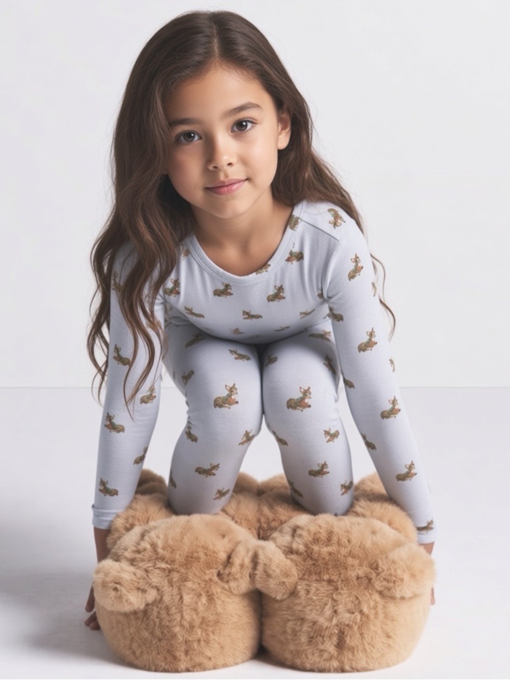 SKIMS Kids Pajama Set | Zen Blue Baby Deer Print | Size 10 Kids | NWT 🏷️